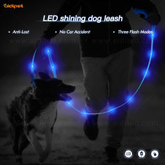 Led PVC flat Dog Leash USB rechargeable battery dot light style high light pet leash